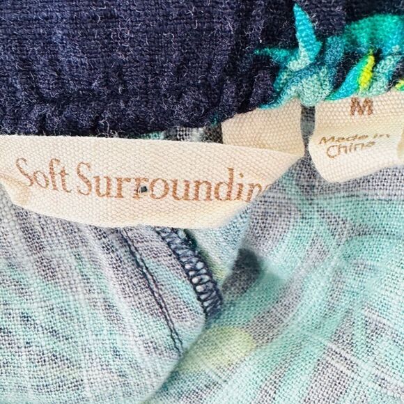 Soft Surroundings Palm Tree Sidnei Wide Leg Crop Pants Size Medium - Picture 6 of 7